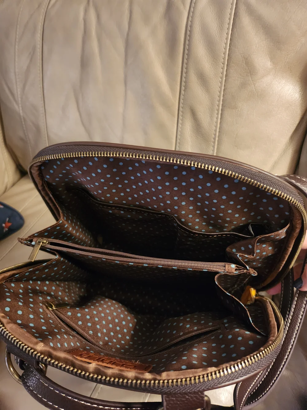 Chala BlueHandbag/ Backpack with Colorful Dragonfly Appliqué